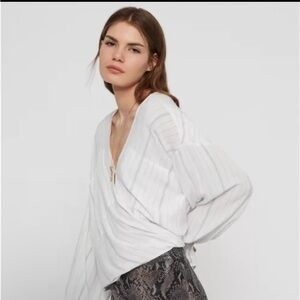 All Saints White Striped Top